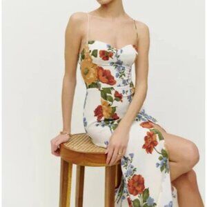 Reformation Juliette Dress in Formosa White Yellow Red Blue Floral Midi